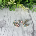 Delicate Gold Floral Garden Crystal Ear Jacket Earrings