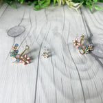 Delicate Gold Floral Garden Crystal Ear Jacket Earrings