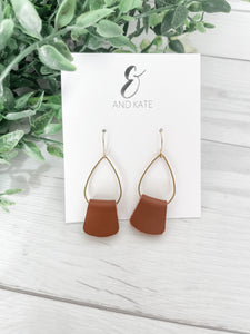 Delicate Teardrop Folded Leather Earrings