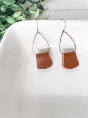 Delicate Teardrop Folded Leather Earrings