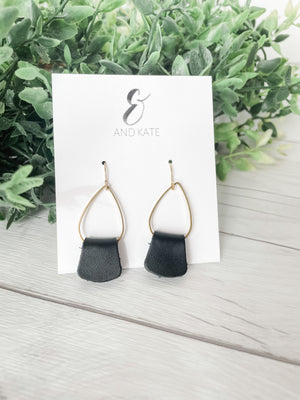 Delicate Teardrop Folded Leather Earrings