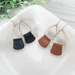 Delicate Teardrop Folded Leather Earrings