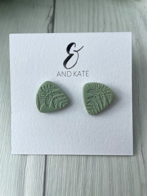 Fern Leaf Stud Lightweight Polymer Clay Earrings