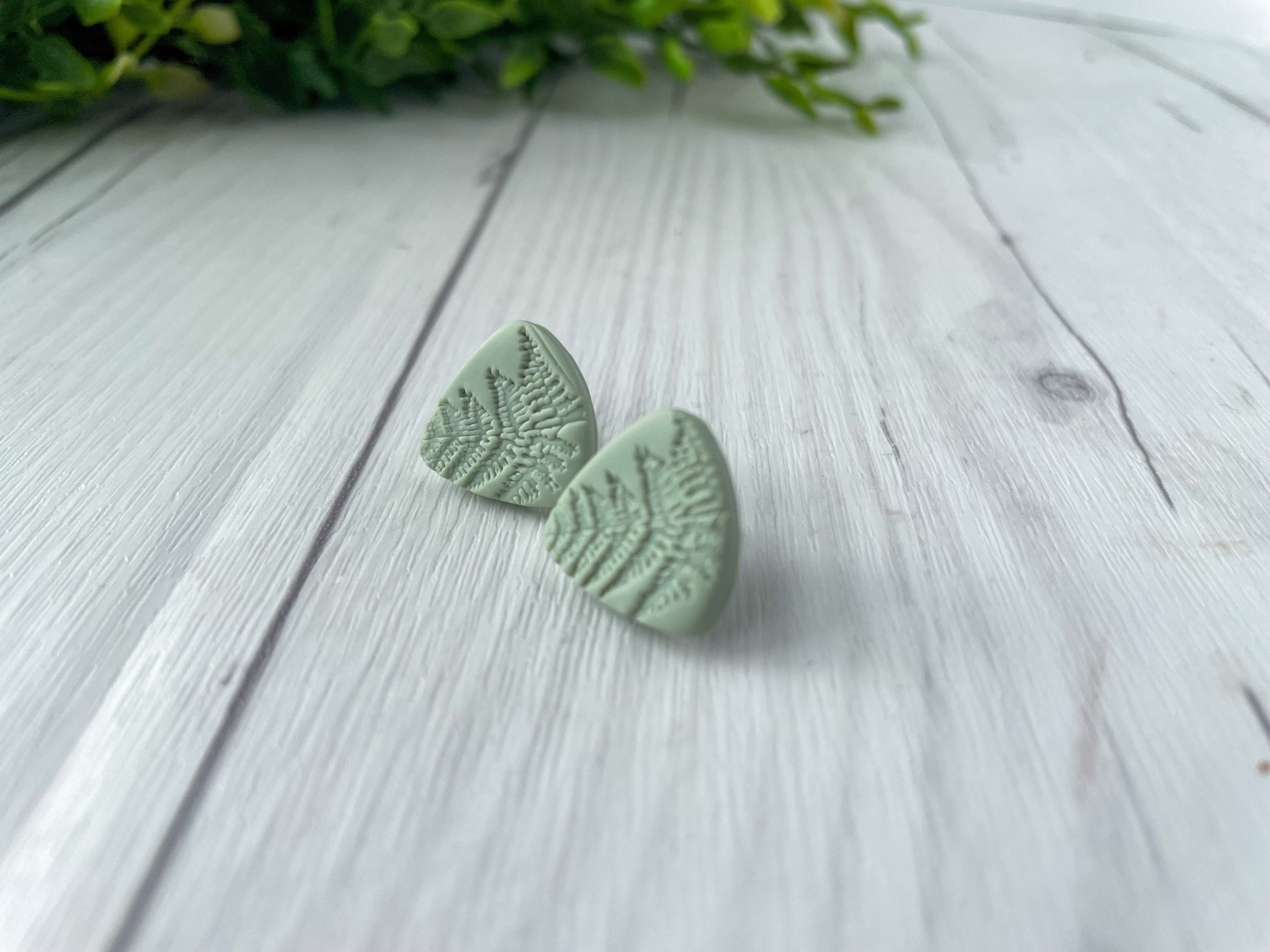 Fern Leaf Stud Lightweight Polymer Clay Earrings