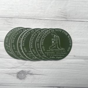 "Holiness Is Not for Wimps" Catholic Sticker – Mother Angelica Quote – Faith-Based Vinyl Stickrproof Vinyl Decal for Kindle, Laptop & More