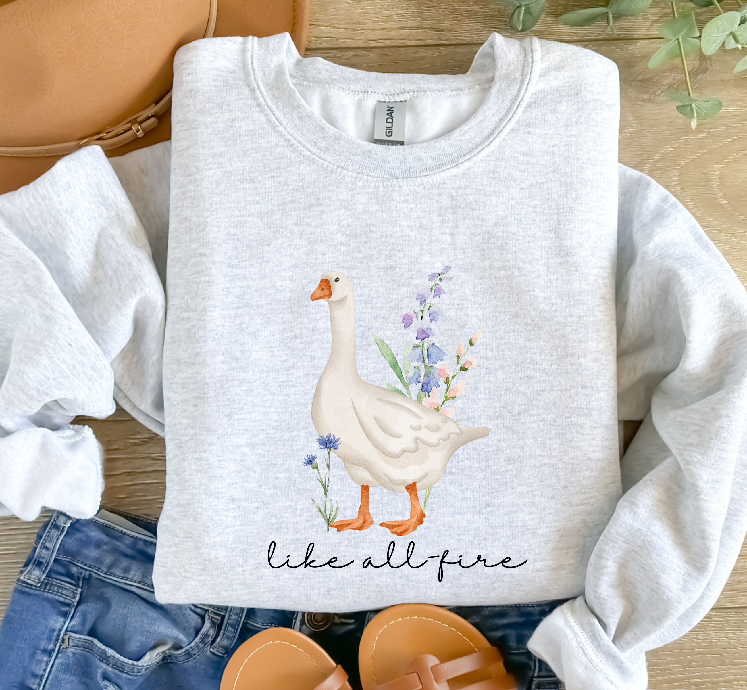 Love you like all-fire Goose sweatshirt – Book Inspired, Gildan 18000 Crewneck