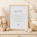 Angel of God Prayer Print – Catholic Wall Art & Baptism Gift