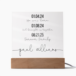 Personalized Adoption Acrylic Plaque with LED Base | Custom Family Timeline Gift | Forever Family Keepsake Sign