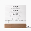Personalized Adoption Acrylic Plaque with LED Base | Custom Family Timeline Gift | Forever Family Keepsake Sign