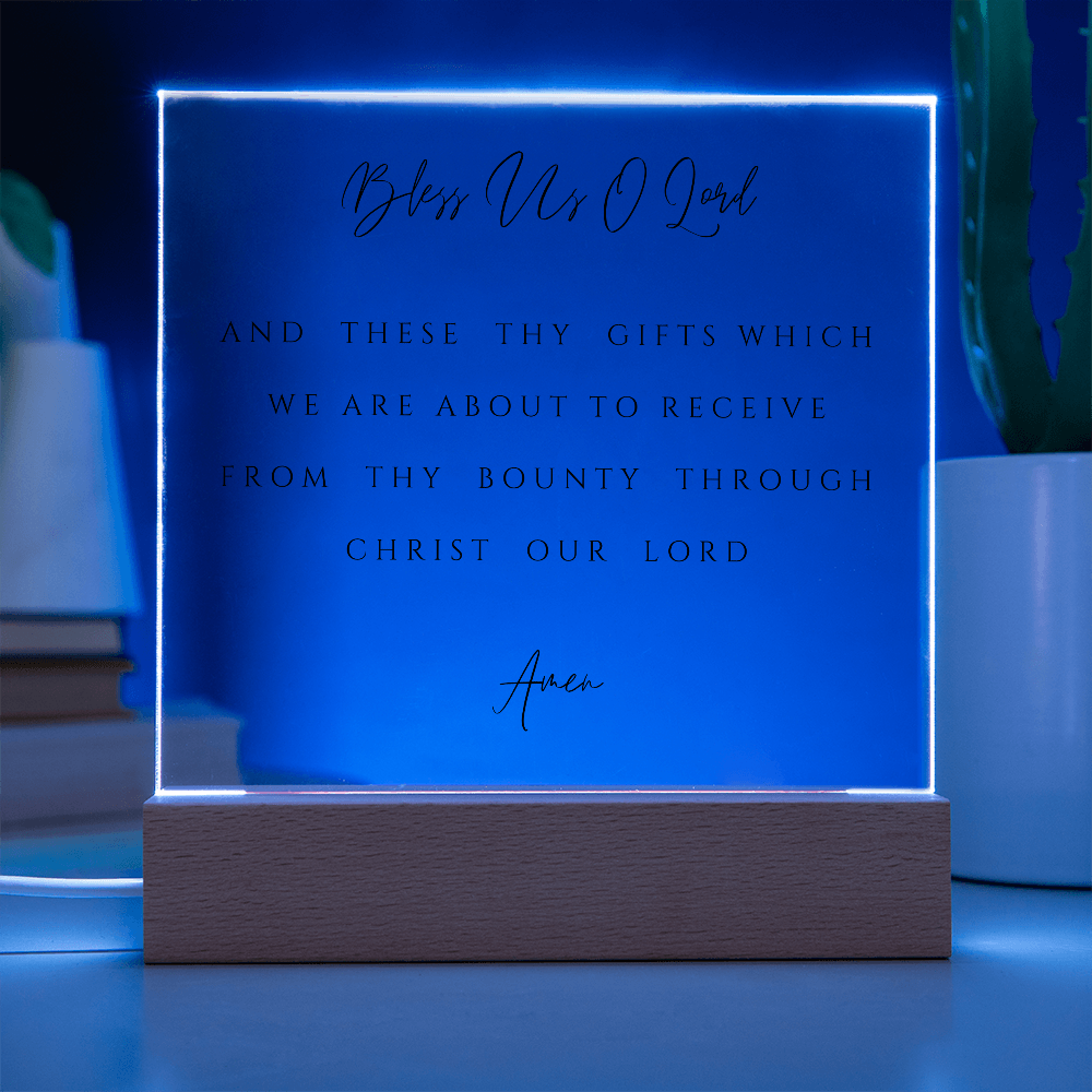 Bless Us O Lord Prayer Acrylic Plaque, Dining Room Scripture Sign | Table Blessing Print | Farmhouse Decor