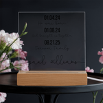 Personalized Adoption Acrylic Plaque with LED Base | Custom Family Timeline Gift | Forever Family Keepsake Sign