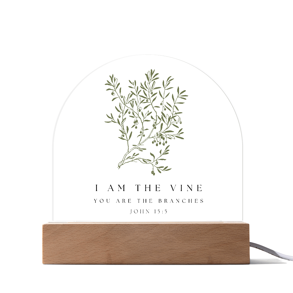 I Am the Vine Acrylic Bible Verse Sign – John 15:5 Christian Desk Decor – Scripture Gift – Floral Faith Plaque – Christian Home Decor