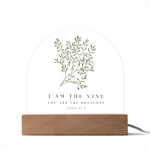 I Am the Vine Acrylic Bible Verse Sign – John 15:5 Christian Desk Decor – Scripture Gift – Floral Faith Plaque – Christian Home Decor