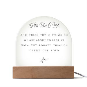 Bless Us O Lord Prayer Acrylic Dome Plaque, Dining Room Scripture Sign | Table Blessing Print | Farmhouse Decor