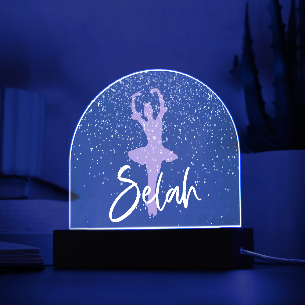 Personalized Ballet Gift | Pink Ballerina Snow Globe Acrylic Dome Plaque | Custom Night Light, Birthday Gift for Her, Girl Ballet Gift