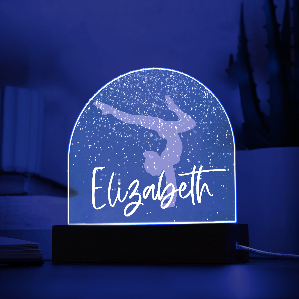 Personalized Gymnastics Gift | Gymnast Snow Globe Acrylic Dome Plaque | Custom Night Light, Birthday Gift for Her, Girl Gymnastics Gift