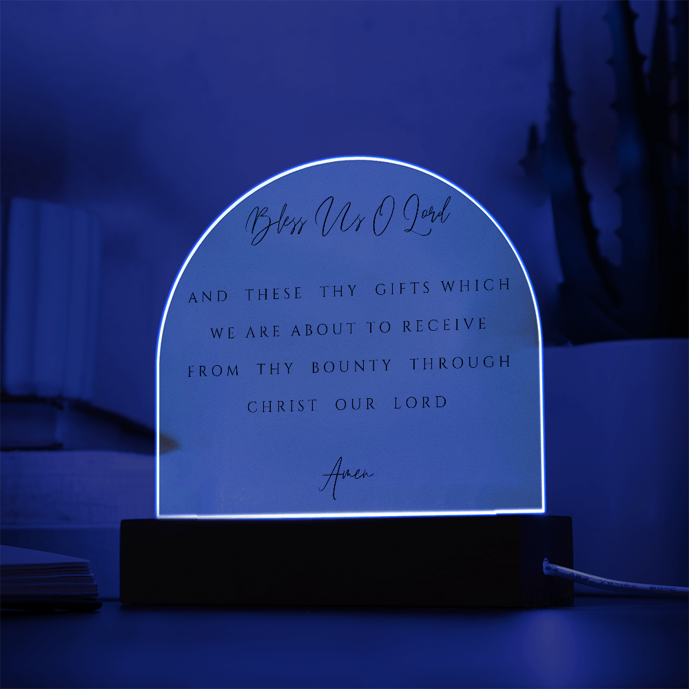 Bless Us O Lord Prayer Acrylic Dome Plaque, Dining Room Scripture Sign | Table Blessing Print | Farmhouse Decor