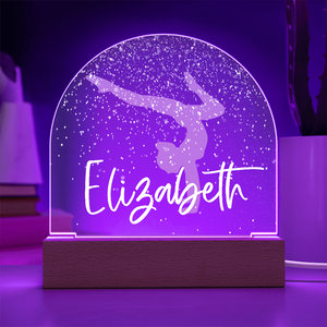 Personalized Gymnastics Gift | Gymnast Snow Globe Acrylic Dome Plaque | Custom Night Light, Birthday Gift for Her, Girl Gymnastics Gift
