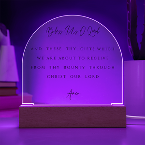 Bless Us O Lord Prayer Acrylic Dome Plaque, Dining Room Scripture Sign | Table Blessing Print | Farmhouse Decor