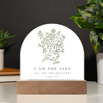 I Am the Vine Acrylic Bible Verse Sign – John 15:5 Christian Desk Decor – Scripture Gift – Floral Faith Plaque – Christian Home Decor