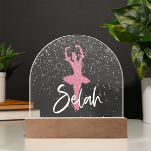Personalized Ballet Gift | Pink Ballerina Snow Globe Acrylic Dome Plaque | Custom Night Light, Birthday Gift for Her, Girl Ballet Gift
