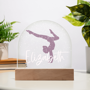 Personalized Gymnastics Gift | Gymnast Snow Globe Acrylic Dome Plaque | Custom Night Light, Birthday Gift for Her, Girl Gymnastics Gift