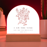 I Am the Vine Acrylic Bible Verse Sign – John 15:5 Christian Desk Decor – Scripture Gift – Floral Faith Plaque – Christian Home Decor