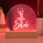 Personalized Ballet Gift | Pink Ballerina Snow Globe Acrylic Dome Plaque | Custom Night Light, Birthday Gift for Her, Girl Ballet Gift