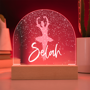 Personalized Ballet Gift | Pink Ballerina Snow Globe Acrylic Dome Plaque | Custom Night Light, Birthday Gift for Her, Girl Ballet Gift