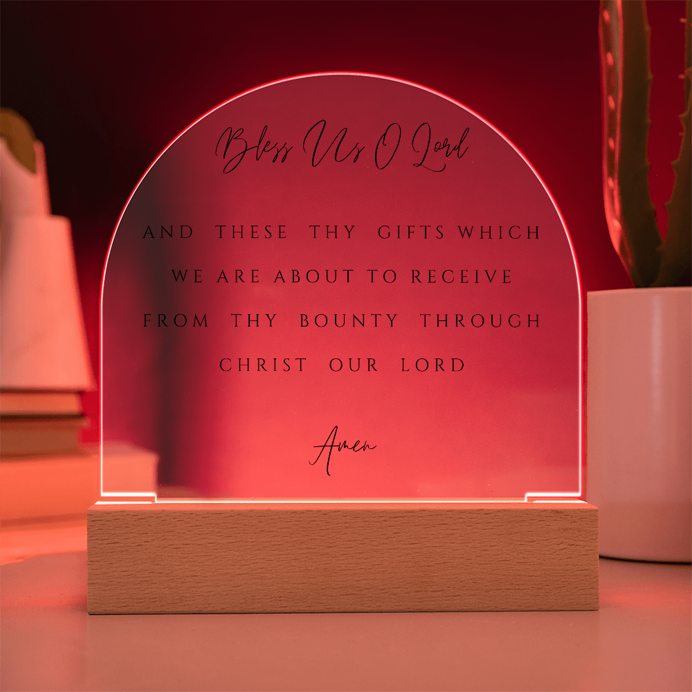 Bless Us O Lord Prayer Acrylic Dome Plaque, Dining Room Scripture Sign | Table Blessing Print | Farmhouse Decor