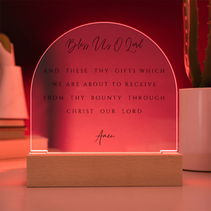 Bless Us O Lord Prayer Acrylic Dome Plaque, Dining Room Scripture Sign | Table Blessing Print | Farmhouse Decor