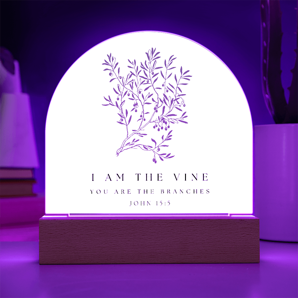 I Am the Vine Acrylic Bible Verse Sign – John 15:5 Christian Desk Decor – Scripture Gift – Floral Faith Plaque – Christian Home Decor