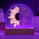 Be a Sunflower Acrylic Dome LED Plaque | Inspirational Night Light Gift