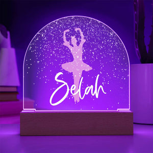 Personalized Ballet Gift | Pink Ballerina Snow Globe Acrylic Dome Plaque | Custom Night Light, Birthday Gift for Her, Girl Ballet Gift