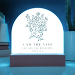 I Am the Vine Acrylic Bible Verse Sign – John 15:5 Christian Desk Decor – Scripture Gift – Floral Faith Plaque – Christian Home Decor