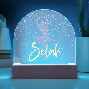 Personalized Ballet Gift | Pink Ballerina Snow Globe Acrylic Dome Plaque | Custom Night Light, Birthday Gift for Her, Girl Ballet Gift