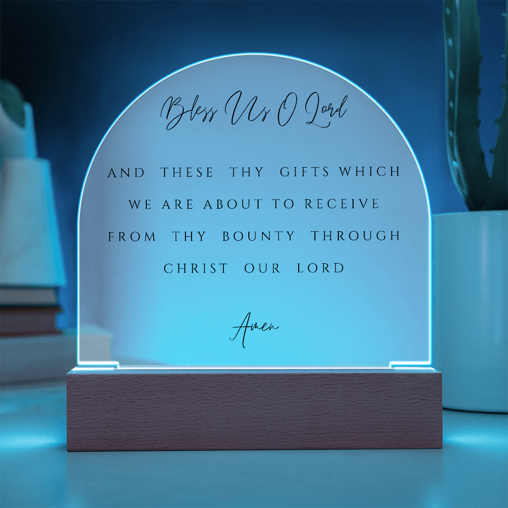 Bless Us O Lord Prayer Acrylic Dome Plaque, Dining Room Scripture Sign | Table Blessing Print | Farmhouse Decor