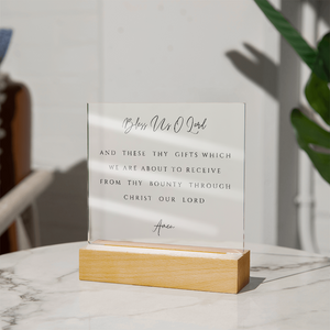 Bless Us O Lord Prayer Acrylic Plaque, Dining Room Scripture Sign | Table Blessing Print | Farmhouse Decor