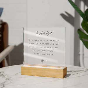Guardian Angel Prayer Plaque | Catholic Children's Prayer | Kids Room Scripture Sign | Rosary Wall Art | Custom Nightlight