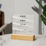 Personalized Adoption Acrylic Plaque with LED Base | Custom Family Timeline Gift | Forever Family Keepsake Sign