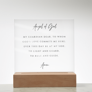 Guardian Angel Prayer Plaque | Catholic Children's Prayer | Kids Room Scripture Sign | Rosary Wall Art | Custom Nightlight