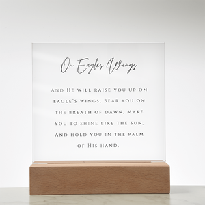 On Eagle's Wings Scripture Plaque, Christian Acrylic Sign, Religious Gift for Her, Bible Verse Home Decor, Faith-Based Gift Idea