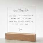 Bless Us O Lord Prayer Acrylic Plaque, Dining Room Scripture Sign | Table Blessing Print | Farmhouse Decor