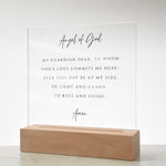 Guardian Angel Prayer Plaque | Catholic Children's Prayer | Kids Room Scripture Sign | Rosary Wall Art | Custom Nightlight