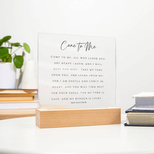 Come to Me All Who Labor Acrylic Plaque