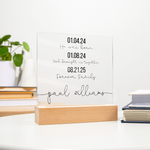 Personalized Adoption Acrylic Plaque with LED Base | Custom Family Timeline Gift | Forever Family Keepsake Sign