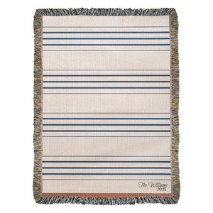 Personalized Woven Throw Blanket | Modern Boho Stripes, Unique Gift for Wedding Engagement Anniversary Keepsake, Family or Couple Last Name