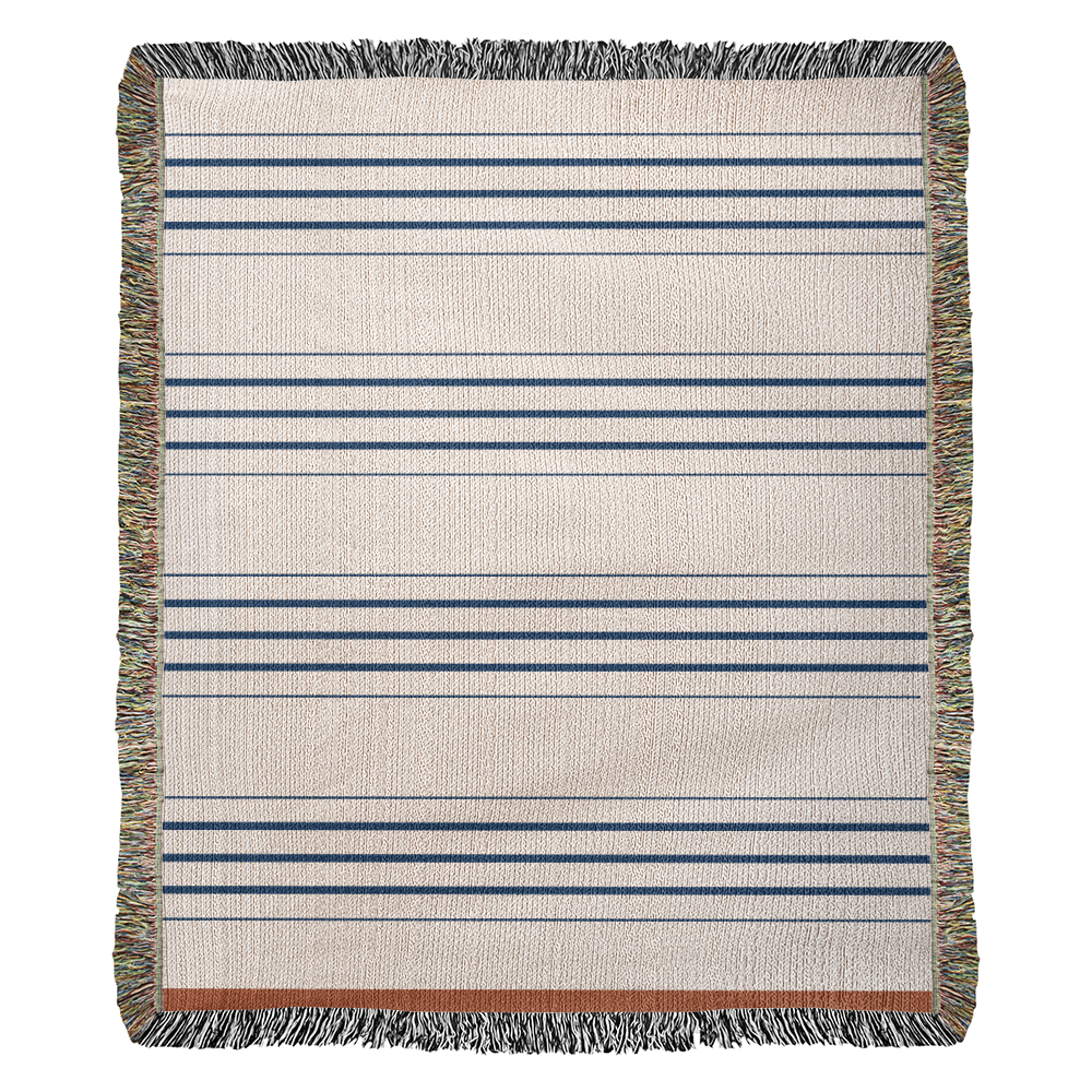 Personalized Woven Throw Blanket | Modern Boho Stripes, Unique Gift for Wedding Engagement Anniversary Keepsake, Family or Couple Last Name