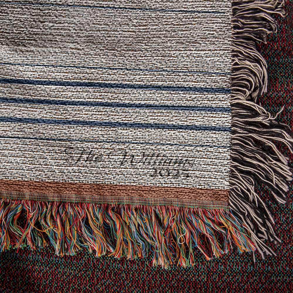 Personalized Woven Throw Blanket | Modern Boho Stripes, Unique Gift for Wedding Engagement Anniversary Keepsake, Family or Couple Last Name