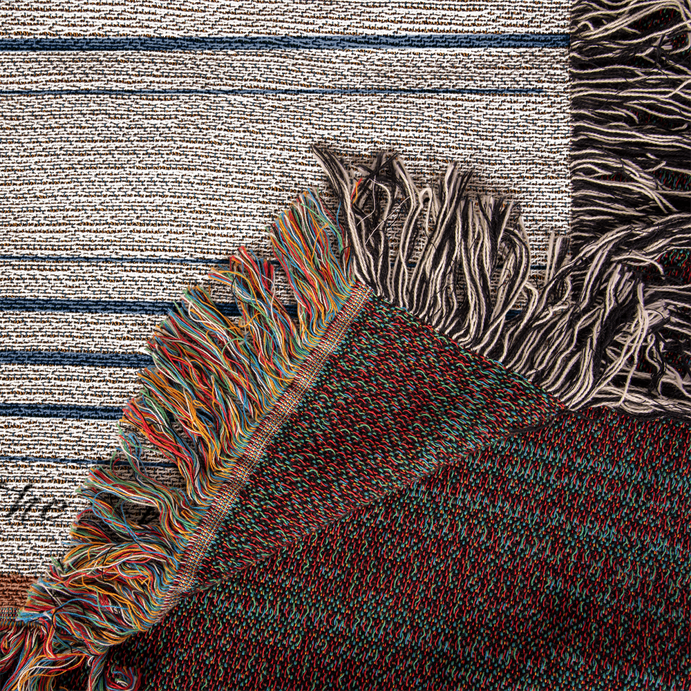 Personalized Woven Throw Blanket | Modern Boho Stripes, Unique Gift for Wedding Engagement Anniversary Keepsake, Family or Couple Last Name